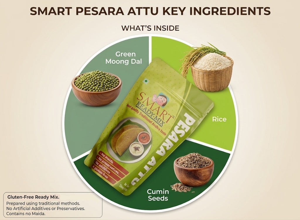 Smart Pesara Attu – Authentic Andhra Breakfast Mix | High Protein & Fibre | 250g
