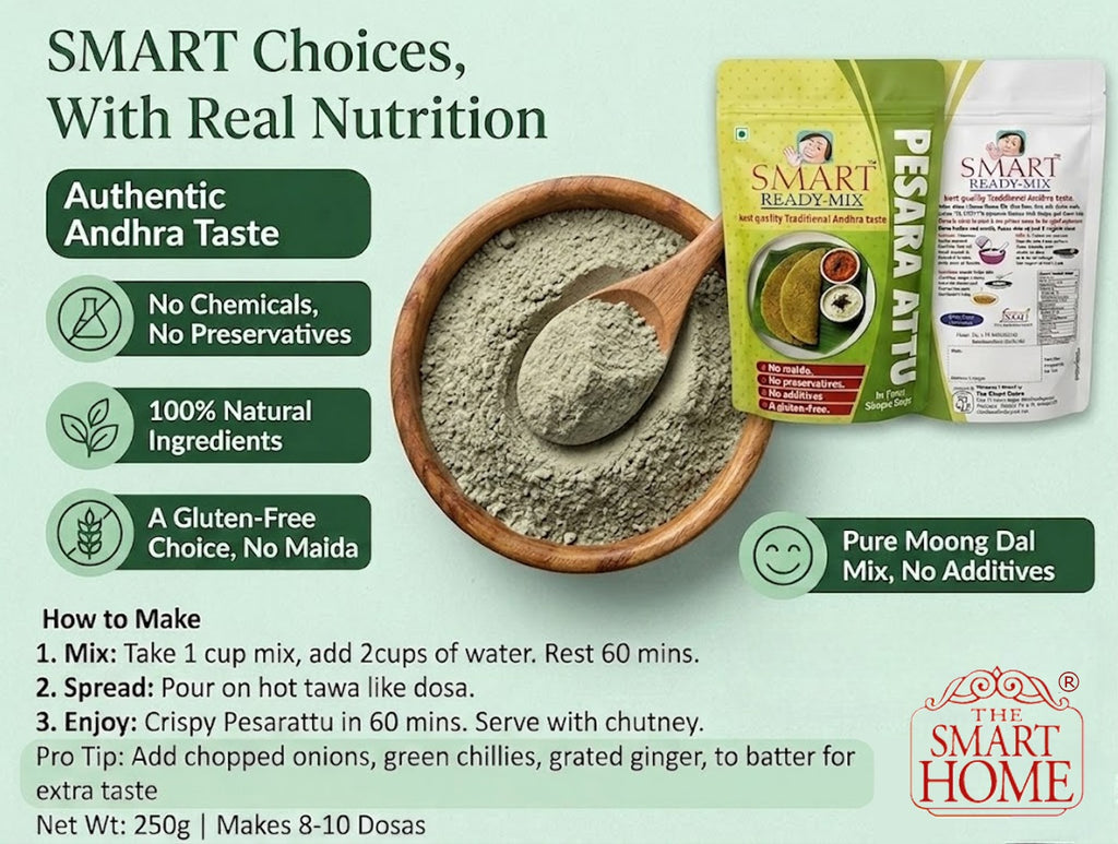 Smart Pesara Attu – Authentic Andhra Breakfast Mix | High Protein & Fibre | 250g