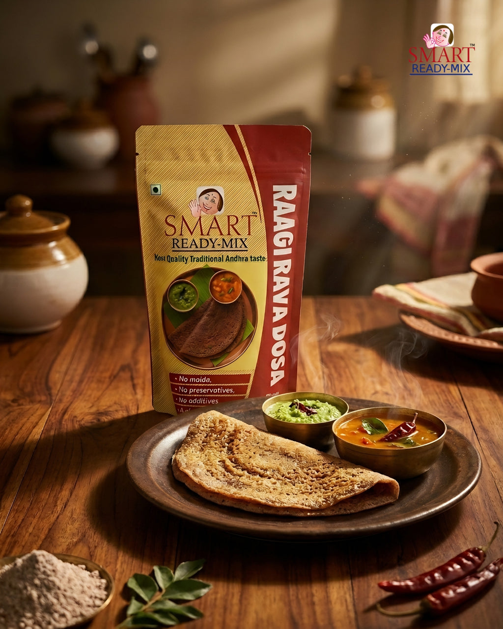 Smart Raagi Rava Dosa – Authentic Andhra Breakfast Mix | High Fibre & Low Fat | 250g